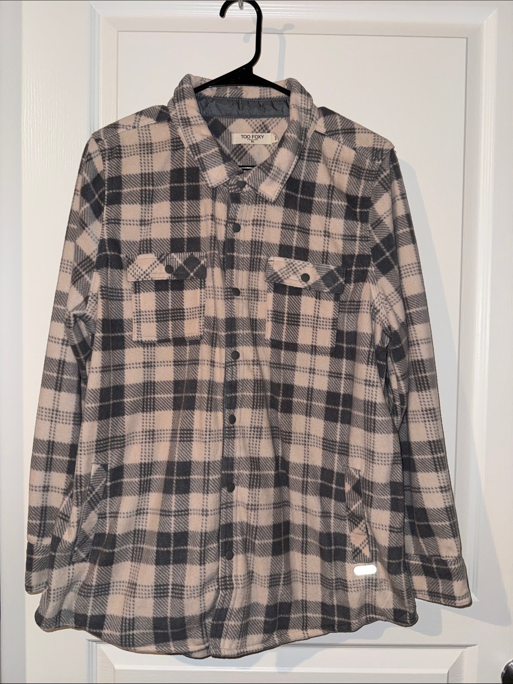 Unisex Pink and Gray Plaid Button-Up Shirt
